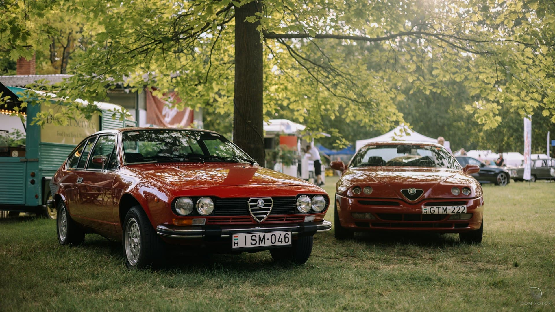 Dein Fahrzeug in der Kartei von Patinamore Zwei rote Alfa Romeo auf einer Wiese